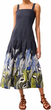 Marie Oliver Dixon Stitched-Down Box Pleats Dress In Heron