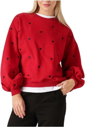 Ydence Sweater Hearts - Dames - Sweatshirts - Rood - XS - Katoen - Hoodies & sweatvesten