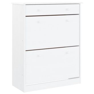 vidaXL Mueble Zapatero Alta Madera Maciza De Pino Blanco 77x35x96 Cm Vidaxl