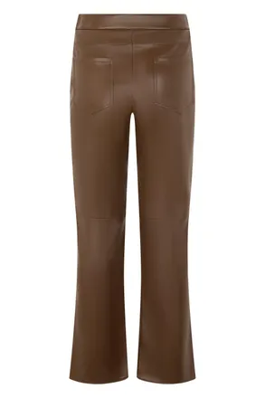 Max Mara Womens Pants Wide-Leg Synthetic Leather Dark Gold Polyester Trousers