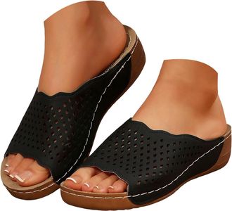 Generic Summer Wedges Shoes Women Slippers Bohemian Sandals Fashion Soft Breathable Insole And Non Slip Rubber Outsole Womens Sandals (6.5)