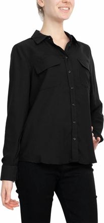 Magaschoni Collar Neck Long Sleeves Front Button Detail Top In Black