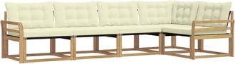 vidaXL Conjunto De Sof&aacute;s De Exterior 5 Uds. Blanco Y Crema Vidaxl