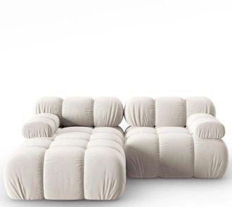MICADONI Modulares 3-Sitzer Design Ecksofa Bellis mit Eckteil links - Samtbezug
