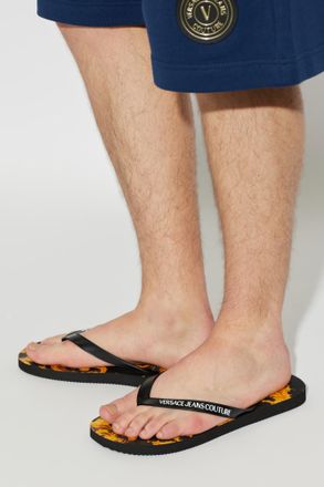Versace Jeans Couture Rubber Flip-flops With Logo, Mens, Black