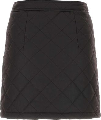 Burberry Womens Quilted Cotton Mini Skirt Black