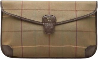 Burberry Pre-owned Clutches, female, Green, Size: ONE SIZE Pre-owned Leather Canvas Clutch Bag