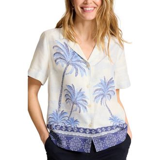 Tommy Bahama Palm Paradise Silk Camp Shirt in Coconut at Nordstrom, Size Large