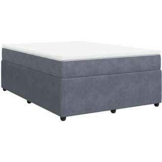 vidaXL Cama Box Spring Con Colch&oacute;n Terciopelo Gris Oscuro 140x200 Cm Vidaxl