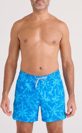 Saxx Oh Buoy 2N1 5-Inch Volley Swim Trunks in Splash Palms at Nordstrom, Size Xx-Large