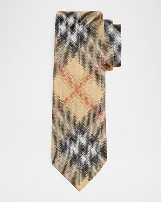 Burberry Mens Woven Check Silk Tie