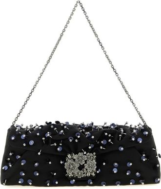 Roger Vivier Efflorescence Clutch - female - Roger Vivier - Shoulder Bags - Black - ONE SIZE - Bags