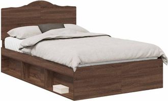 vidaXL Bed Frame with Headboard Brown Oak 120 x 200 cm Solid Pine Wood vidaXL