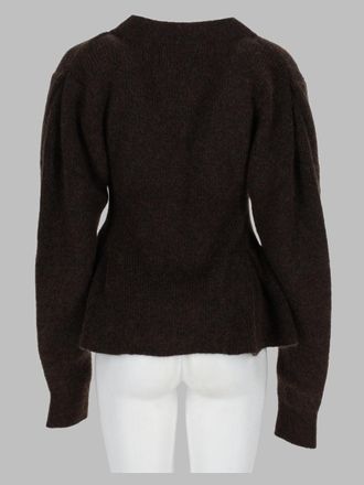 Rotate Ruffle-Trimmed Alpaca Blend Cardigan - Brown