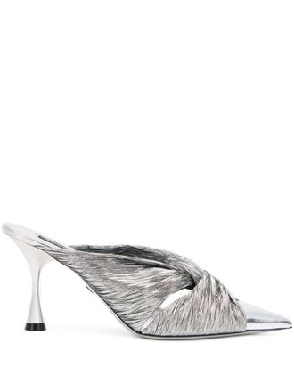 Roberto Cavalli pointed mules - women - Polyester/Bos Taurus/Bos Taurus/Goat Skin - 37 - Silver