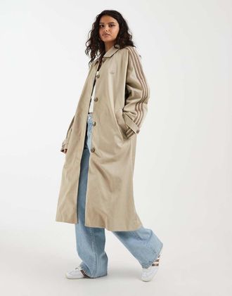 adidas Originals trench classico in kaki chiaro-Verde