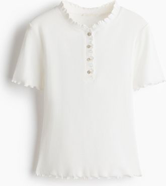 H&M Jerseyshirt mit Overlockn&auml;hten - White