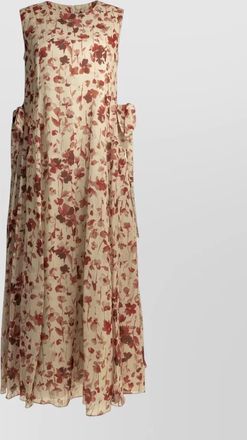 Max Mara sleeveless floral midi dress bow detail