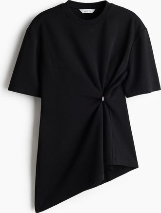 H&M Asymmetrisches Shirt mit Drapierung - Schwarz