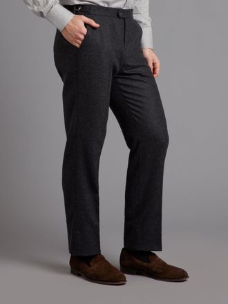 Oliver Brown Pleated Trousers - Wool Twill Charcoal
