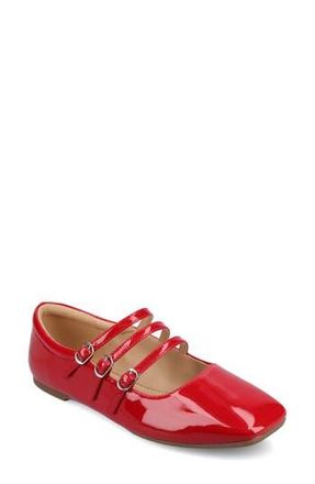 Journee Collection Darlin Multi Strap Mary Jane Flat in Patent/red at Nordstrom Rack, Size 9.5