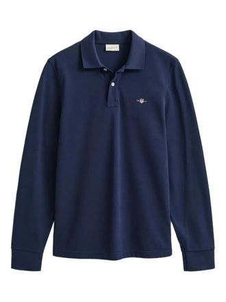 GANT pique long-sleeve rugger - men - Cotton - L - Blue