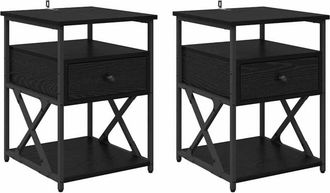 vidaXL Bedside Cabinet 2 pcs Black oak 40 x 42 x 55 cm Engineered wood vidaXL