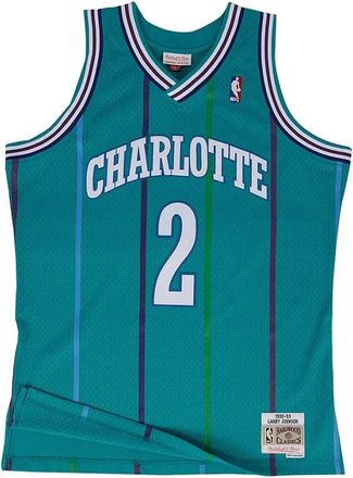 Mitchell & Ness Charlotte Hornets Larry Johnson Swingman Jersey - Heren - Fitness - Groen - S - Polyester - Fitness