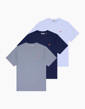 Ellesse Mens Vizuvi Tee (3 pack) - Grey Marl/Navy/White - Grey Marl Navy White - Size: 38