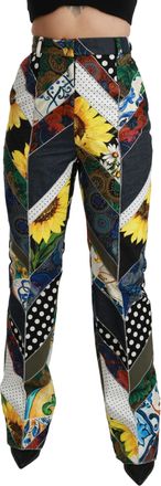 Dolce & Gabbana Womens Multicolor Print High Waist Straight Pants