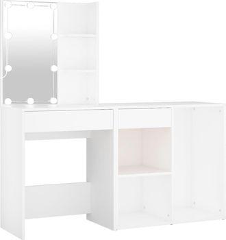vidaXL Tocador Con Led Y Armario Madera Contrachapada Blanco Vidaxl