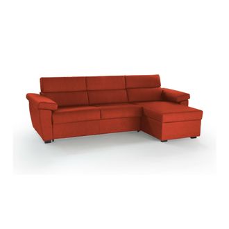 Dmora Sof&aacute; Cama Con Chaiselongue Tolle, Fundas Removibles, Almacenaje Hecho En Italia, Resistente Al Agua, Ajustable A Cama, 285x160 Cm Naranja