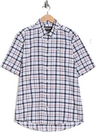Barbour Glover Short Sleeve Linen & Cotton Blend Button-Up Shirt in Brook Blue at Nordstrom Rack, Size Xx-Large