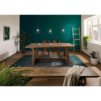 Massivmoebel24 tavolo da pranzo in legno di Teak 200x100x78 naturale grezzo BASSANO 149