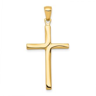 Diamond2Deal 10k Yellow Gold Polished Finish Accent Stick Cross Pendant