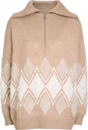 Varley Betty Fair Isle Knitted Jumper - Light Brown - XL (UK16 / XL)