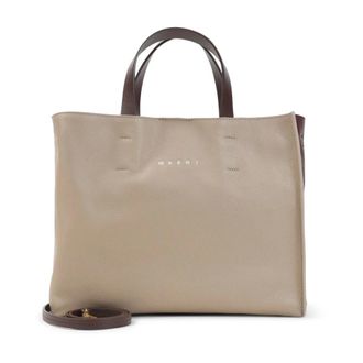 Marni Tassen, Dames, Grijs, ONE Size, Leer, Museo Soft Tote Bag