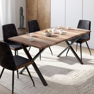 IDMarket Idmarket - Dakota Mesa De Comedor Rectangular De 6 Plazas Con Patas En Forma De X, Dise&ntilde;o Industrial 160 Cm