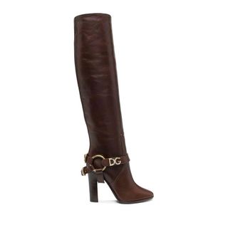 Dolce & Gabbana Brown Calfskin Ankle Womens Boots