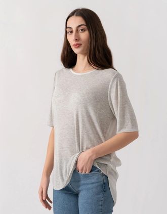 Maison Scotch Womens Maison Scotch S/S Zip Closure Womens Top - Grey Melange - Size: 18/16