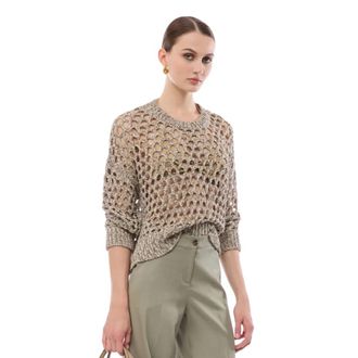 Nenette Round-neck Knitwear, female, Beige, Size: XS Round-neck Knitwear
