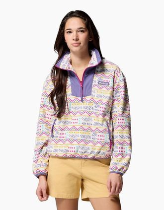Columbia Womens Columbia Sequoia Grove Printed Half Zip Polyester Womens White Fleece Pullover - Size: 10/8