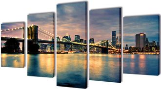 vidaXL Set Decorativo De Lienzos Para Pared R&iacute;o De Brooklyn 200 X 100 Cm Vidaxl