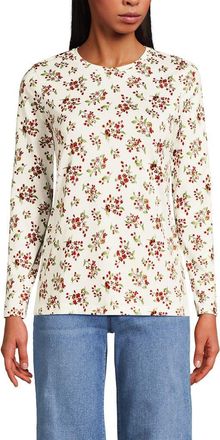 Lands End Supima Cotton Long Sleeve Crewneck T-Shirt in Ivory Meadow Floral at Nordstrom, Size X-Small P