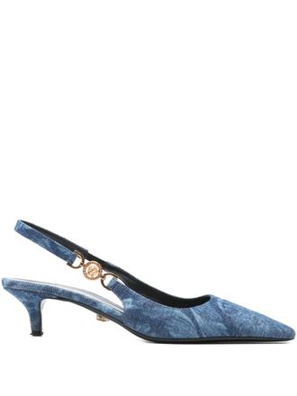 Versace 40mm Barocco denim pumps - women - Calf Leather/Calf Leather/Denim - 37 - Blue