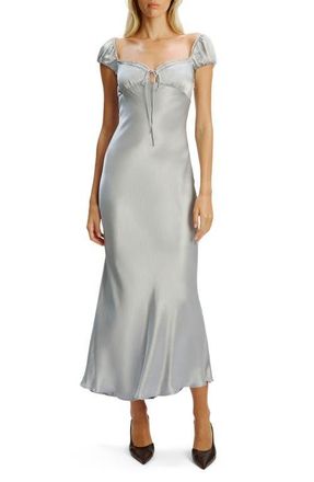 Bardot Stasia Satin Slipdress in Dusty Blue at Nordstrom, Size 12