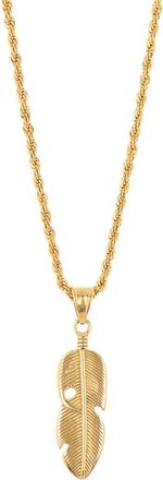 Eye Candy Los Angeles Easton Feather Pendant Necklace in Gold at Nordstrom Rack