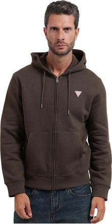 Guess Triangle Logo Volledige Rits Sweatshirt - Heren - Vesten met rits - Bruin - XL - Katoen - Hoodies & sweatvesten