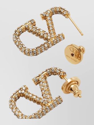 Valentino Garavani hoop earrings metal and crystals 25mm