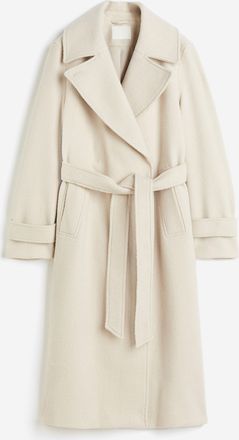H&M Twillmantel mit Bindeg&uuml;rtel - Hellbeige